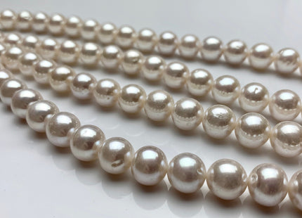 9.5-10mm AAA Extra Shiny Natural White Off Round Freshwater Pearl Beads Genuine Natural Pearl Beads, High Luster White Bridal Pearls #1576