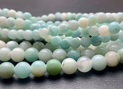 WHOLESALE 6mm 8mm 10mm 12mm AAA Large Hole Smooth Round Amazonite Natural Multi Blue Color Gemstone Beads 14.0" #2915