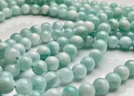 8 mm Blue Larimar Smooth Round Shape Genuine Blue Larimar Gemstone Loose Beads Half Strand 8 Inches 23 Beads #3855