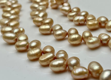 7 x 9 mm Light Champagne Corner Drilled Freshwater Pearl Nugget Beads, Champagne Rice Nugget Pearls, Dancing Nugget Pearl Bead #153