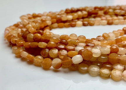 6 mm Micro Faceted Diamond Cut Red Aventurine Flat Coin Disc Shape Gemstone Beads Genuine Natural Aventurine 15 Inches Strand #3217