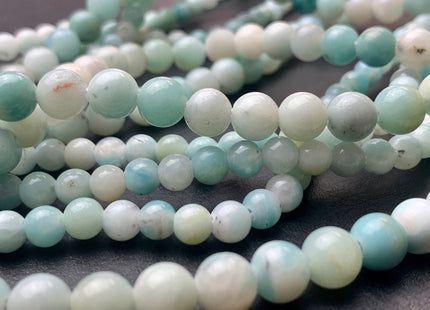 WHOLESALE 6mm 8mm 10mm 12mm AAA Large Hole Smooth Round Amazonite Natural Multi Blue Color Gemstone Beads 14.0" #2915