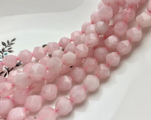 10 mm AAA Natural Faceted Star Cut Rose Quartz Gemstone Beads Genuine Faceted Rose Quartz Gemstone Loose Beads 8 Inches Half Strand #2586
