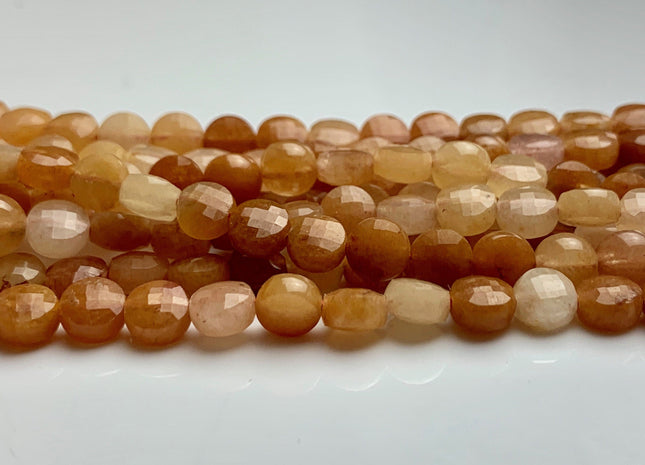 6 mm Micro Faceted Diamond Cut Red Aventurine Flat Coin Disc Shape Gemstone Beads Genuine Natural Aventurine 15 Inches Strand #3217