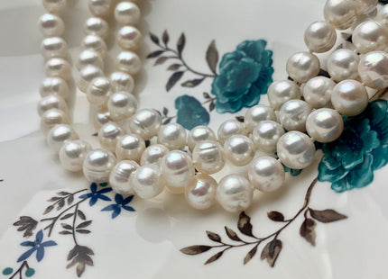 18/20/22/24/26/28 Inches Hand Knotted 10mm AA Freshwater Potato Pearl Necklace Natural White Finished Pearl Necklace W/ Silver Clasp #P1110