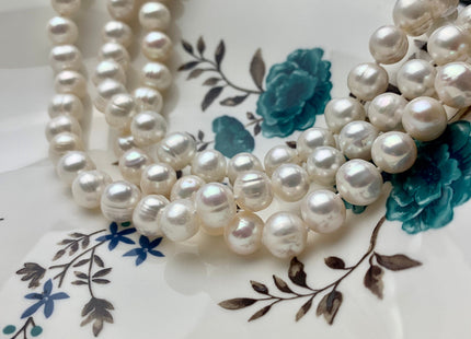 18/20/22/24/26/28 Inches Hand Knotted 10mm AA Freshwater Potato Pearl Necklace W/Silver Clasp #P1110
