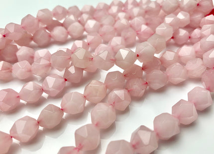 10 mm AAA Natural Faceted Star Cut Rose Quartz Gemstone Beads Genuine Faceted Rose Quartz Gemstone Loose Beads 8 Inches Half Strand #2586
