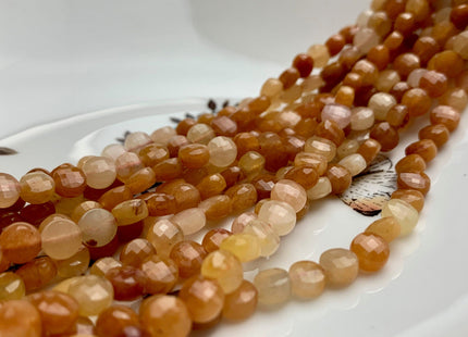 6 mm Micro Faceted Diamond Cut Red Aventurine Flat Coin Disc Shape Gemstone Beads Genuine Natural Aventurine 15 Inches Strand #3217