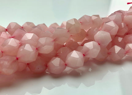 10 mm AAA Natural Faceted Star Cut Rose Quartz Gemstone Beads Genuine Faceted Rose Quartz Gemstone Loose Beads 8 Inches Half Strand #2586