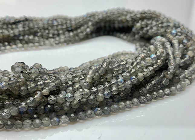 BEST DEAL 4 mm AAA Faceted Round Labradorite Gemstone Beads Genuine Natural Micro Faceted Labradorite Loose Beads 16 Inches Strand #2652
