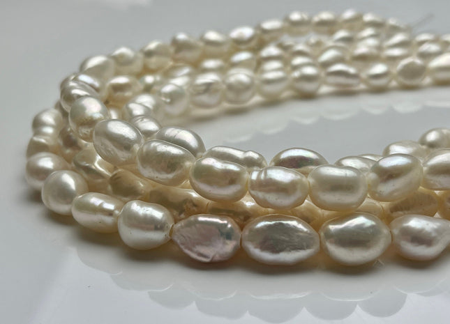 10x12-13mm AAA Large Hole Natural White Rice Nugget Freshwater Pearls Bead Hole Size 2.1mm Genuine High Luster Pearl 31 Beads #P2042