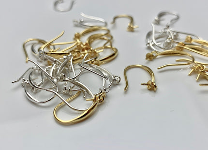 One Pair 925 Sterling Silver Or Gold Simple Hook Earring Setting 925 Sterling Silver Earring Hook Findings For Half Drilled Pearls #10348-F