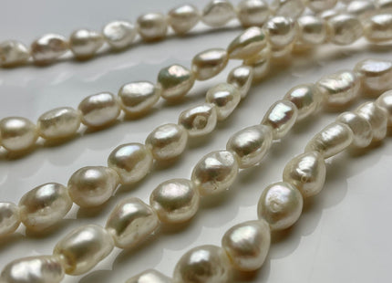 10x12-13mm AAA Large Hole Natural White Rice Nugget Freshwater Pearls Bead Hole Size 2.1mm Genuine High Luster Pearl 31 Beads #P2042