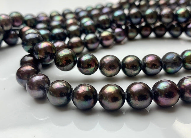 9-10 mm AA Green Peacock Edison Baroque Pearls Off-Round Shape Genuine Iridescent Green Peacock Color Edison Pearl Beads #1755