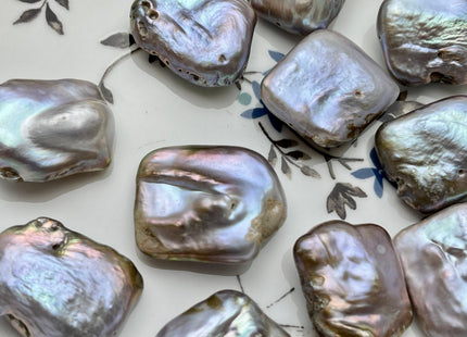 One Piece 18x23 mm Natural Dark Mauve Pink Rectangle Coin Pearl Genuine Mauve Color Irregular Thick Coin Pearl #P2204