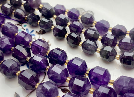 9x10mm 11x12mm AAA Half Strand Faceted Energy Prism Cut Amethyst Gemstone Genuine Double Terminated Points Natural Purple Amethyst #3588