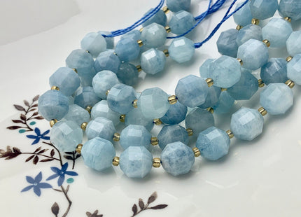 11x12mm 12x14mm AAA Half Strand Faceted Energy Prism Cut Aquamarine Gemstone Genuine Double Terminated Points Natural Blue Aquamarine #3589