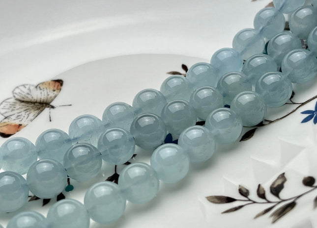 8mm 10mm AAA Smooth Round Natural Color Aquamarine Gemstone Beads Top Quality Natural Color Aquamarine Gemstone #2258