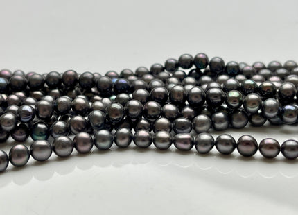 5 mm Dark Gray Peacock Color Potato Freshwater Pearl Bead Genuine High Luster Peacock Off Round Freshwater Pearls #P2159