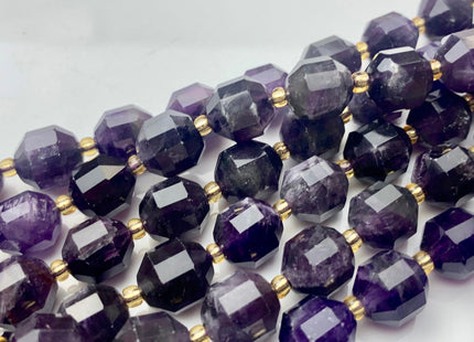 9x10mm 11x12mm AAA Half Strand Faceted Energy Prism Cut Amethyst Gemstone Genuine Double Terminated Points Natural Purple Amethyst #3588