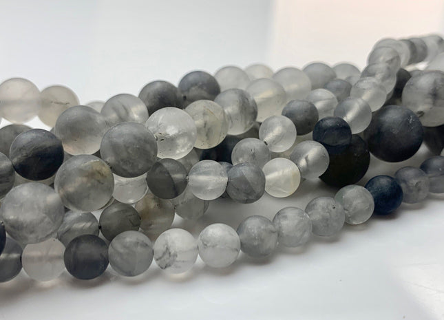 4mm 6mm 8mm 10mm 12mm Natural Smooth Round Cloudy Quartz Genuine Multi Gray Color Cloudy Quartz Gemstone Beads 15.5 Inches Strand #3010