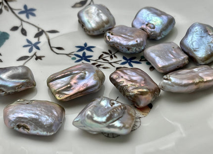 One Piece 18x23 mm Natural Dark Mauve Pink Rectangle Coin Pearl Genuine Mauve Color Irregular Thick Coin Pearl #P2204