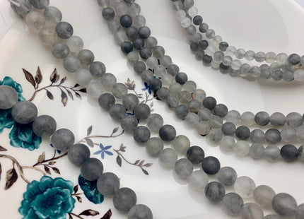 4mm 6mm 8mm 10mm 12mm Natural Smooth Round Cloudy Quartz Genuine Multi Gray Color Cloudy Quartz Gemstone Beads 15.5 Inches Strand #3010