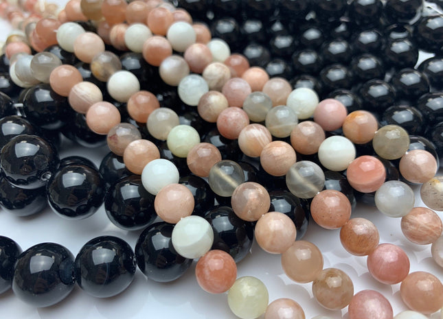 6mm 8mm 10mm AAA Natural Multi Color MoonStone Natural Multi Pink And Gray Color High Quality Smooth Round Gemstone Beads #2279