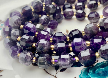 9x10mm 11x12mm AAA Half Strand Faceted Energy Prism Cut Amethyst Gemstone Genuine Double Terminated Points Natural Purple Amethyst #3588