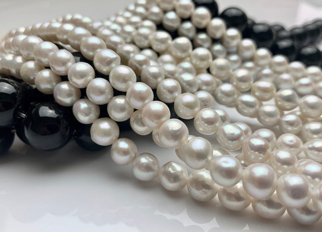 7mm 8.5mm AAA Natural White High Luster Baby Edison Baroque Freshwater Pearls Beads Genuine Freshwater Edison Pearls #1376