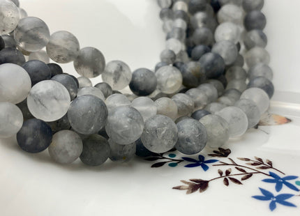 4mm 6mm 8mm 10mm 12mm Natural Smooth Round Cloudy Quartz Genuine Multi Gray Color Cloudy Quartz Gemstone Beads 15.5 Inches Strand #3010