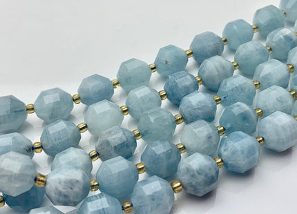 11x12mm 12x14mm AAA Half Strand Faceted Energy Prism Cut Aquamarine Gemstone Genuine Double Terminated Points Natural Blue Aquamarine #3589