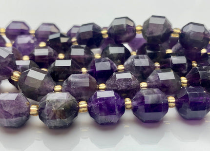 9x10mm 11x12mm AAA Half Strand Faceted Energy Prism Cut Amethyst Gemstone Genuine Double Terminated Points Natural Purple Amethyst #3588