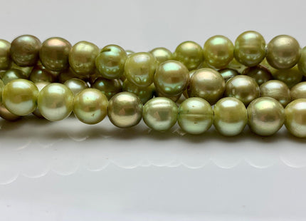 8-8.5 mm Full Strand Large Hole Green Color Freshwater Potato Pearl Beads Hole Size 2.2 mm Genuine Large Hole Freshwater Pearls #1471