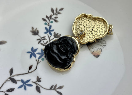 Laughing Buddha Charms for Necklace, Colored Jade Gemstone Religious Buddhism Pendant for Jewelry Making, 25x35 mm, One Piece #CR0002