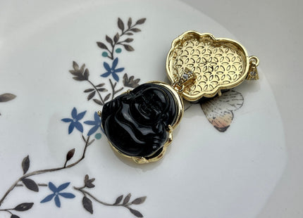 Laughing Buddha Charms for Necklace, Colored Jade Gemstone Religious Buddhism Pendant for Jewelry Making, 25x35 mm, One Piece #CR0002