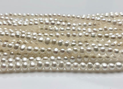 4 mm AAA Natural White Potato Large Hole Freshwater Pearl Beads Hole Size 1.2 mm Genuine Very High Luster Top Quality White Pearls #P1046