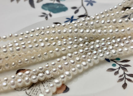 4 mm AAA Natural White Potato Large Hole Freshwater Pearl Beads Hole Size 1.2 mm Genuine Very High Luster Top Quality White Pearls #P1046