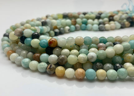 4mm 6mm 8mm 10mm AAA Faceted Round Multi Color Amazonite Gemstone Beads Genuine High Quality Natural Green Mixed Amazonite 15.5 Inches #3247