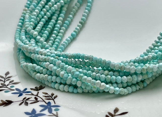 2-2.5x3 mm Faceted Rondelle Turquoise Beads Light Multi Blue Color 15 Inches Strand #4043