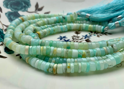 5mm 6mm 7mm 8mm AAA 100% All Natural Smooth Heishi Tyre Multi Green Opal Gemstone Beads Genuine Natural Peruvian Opal 8 Inches Strand #3201