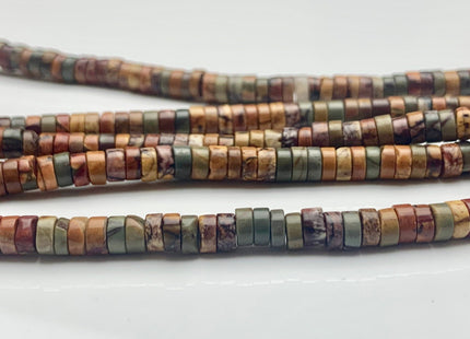 4.5 mm Heishi Rondelle Picasso Jasper Gemstone Beads Multi Red Creek Brown Yellow Green Jasper Loose Disc Shape Beads 15.5 Inches #3087