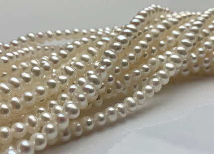 4 mm AAA Natural White Potato Large Hole Freshwater Pearl Beads Hole Size 1.2 mm Genuine Very High Luster Top Quality White Pearls #P1046