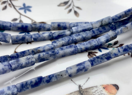 4-5x13 mm Cuboid Tube Shape Blue And White Dot Color Sodalite Gemstone Beads Sodalite Gemstones Loose Beads 15.5 Inches Strand #2983