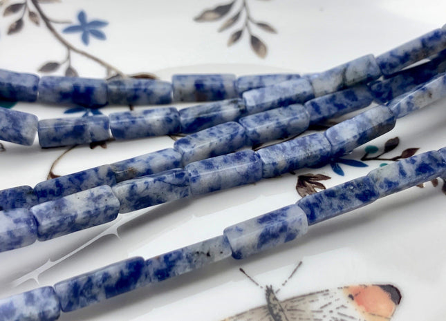 4-5x13 mm Cuboid Tube Shape Blue And White Dot Color Sodalite Gemstone Beads Sodalite Gemstones Loose Beads 15.5 Inches Strand #2983