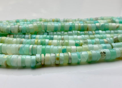 5mm 6mm 7mm 8mm AAA 100% All Natural Smooth Heishi Tyre Multi Green Opal Gemstone Beads Genuine Natural Peruvian Opal 8 Inches Strand #3201
