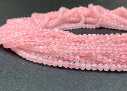 WHOLESALE 3x4mm 4x6mm AAA Natural Color Faceted Rondelle Rose Quartz Gemstone Beads Natural Pink Micro Faceted Rose Quartz #2242