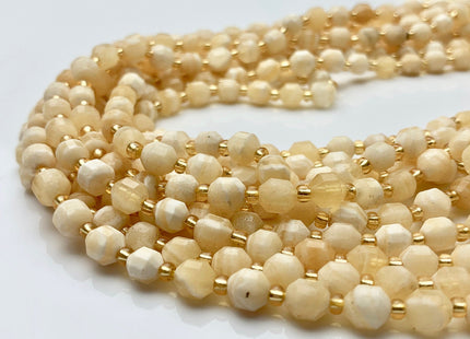 5x6mm Faceted Energy Prism Cut Yellow Jade Gemstone Genuine Double Terminated Points Yellow Color 15.5 Inches 49 Pieces #3585
