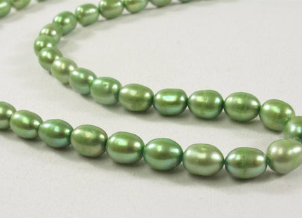 4.5-5 x 6 mm AA Rice/Oval Freshwater Blue OR Green Genuine Freshwater Pearl Beads, Oval Cultured Freshwater Pearls, Rice Pearls #284