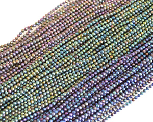 2mm AAA Tiny Semi Precious Spinel Gemstone Beads Rainbow Blue Green Pink Color Faceted Round Shape 13 Inches Strand #2027